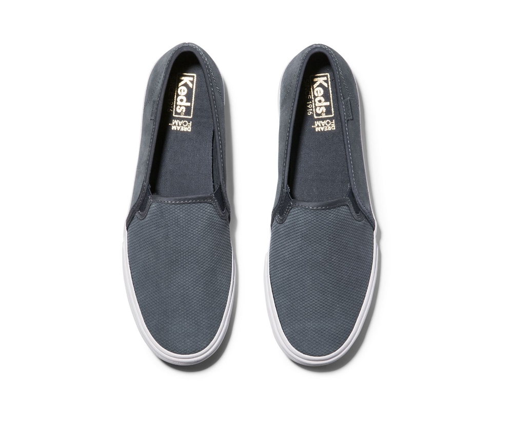 Keds Womens Slip Ons Grey - Double Decker Suede - 160QDIYJN